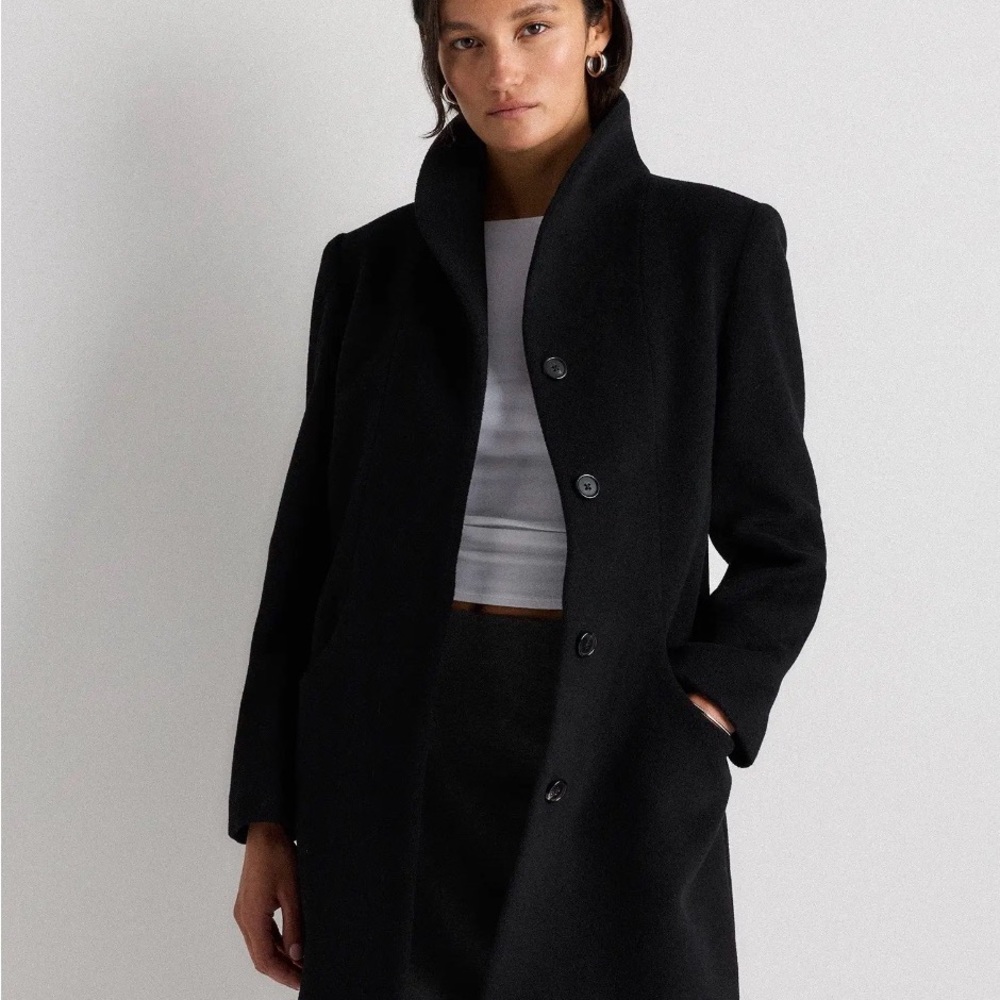 Quince Wool and Cashmere Cocoon Coat in Black Size Small 353